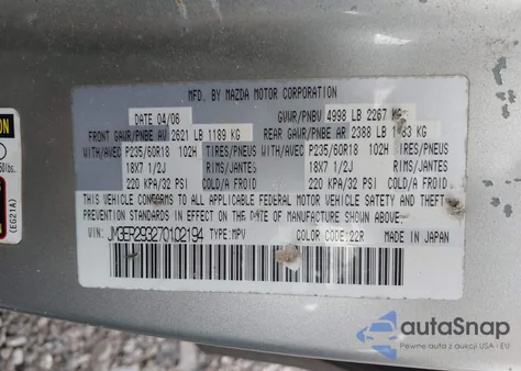 2007 Mazda Cx-7 Sport from USA, damaged, VIN JM3ER293270102194